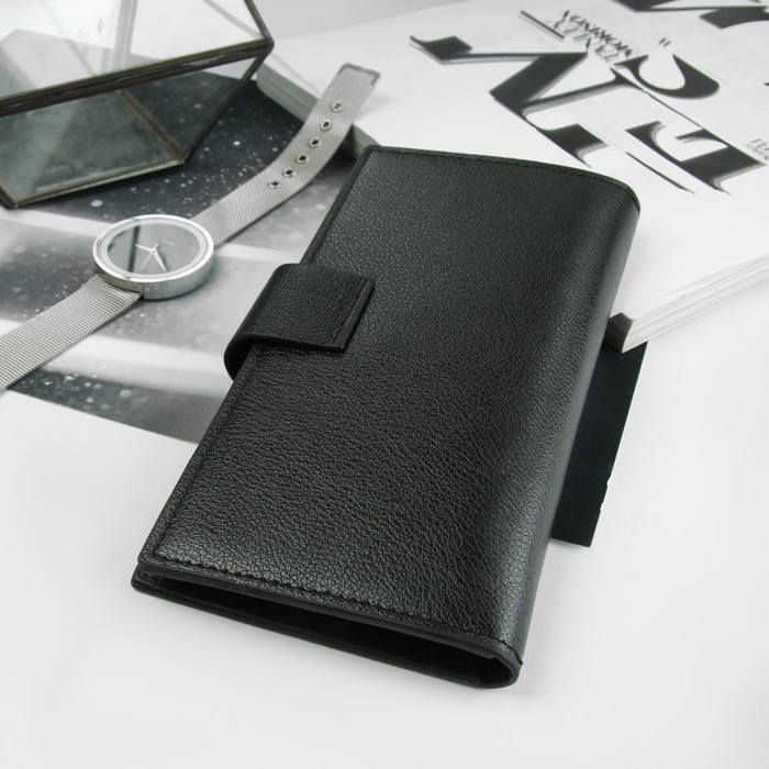 Портмоне мужское, 3 отдела, для карт, для монет, цвет чёрный