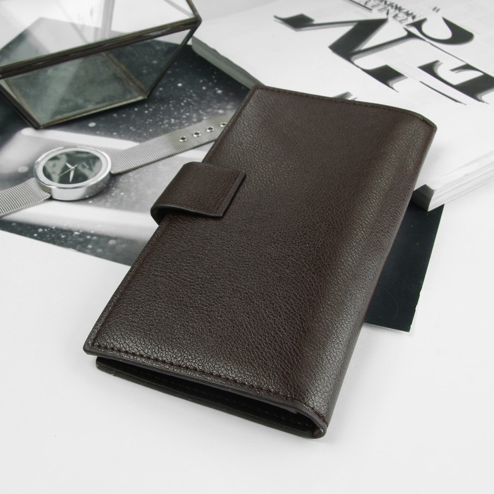 Портмоне мужское, 4 отдела, для карт, для монет, цвет кофе