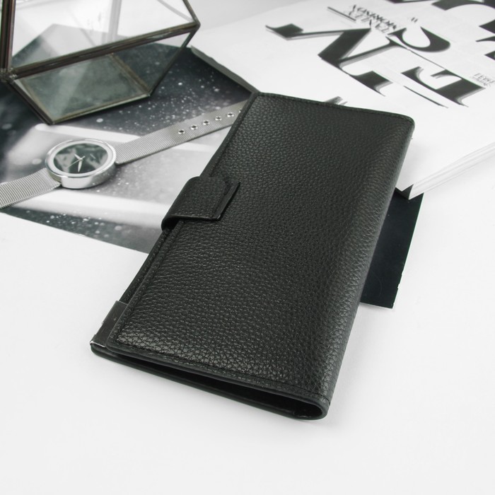 Портмоне мужское, 4 отдела, для карт, для монет, цвет чёрный