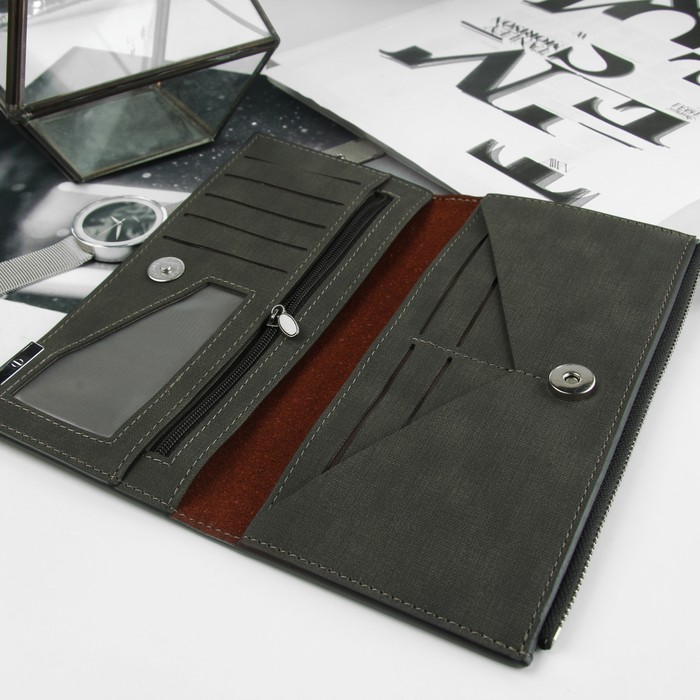 Портмоне мужское, 3 отдела, для карт, для монет, цвет чёрный