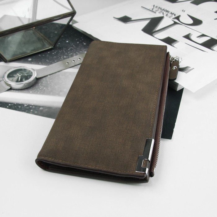 Портмоне мужское, 3 отдела, для карт, для монет, цвет кофе