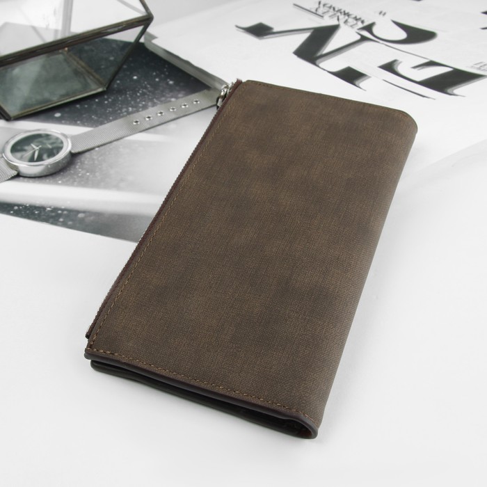 Портмоне мужское, 3 отдела, для карт, для монет, цвет кофе