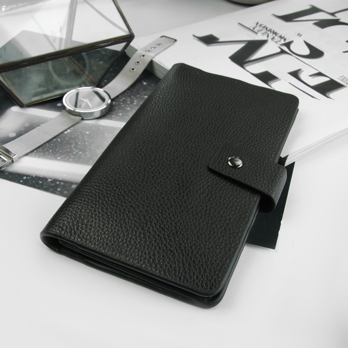 Портмоне мужское, 3 отдела, для карт, для монет, цвет чёрный