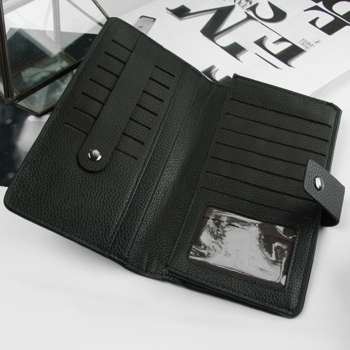 Портмоне мужское, 3 отдела, для карт, для монет, цвет чёрный