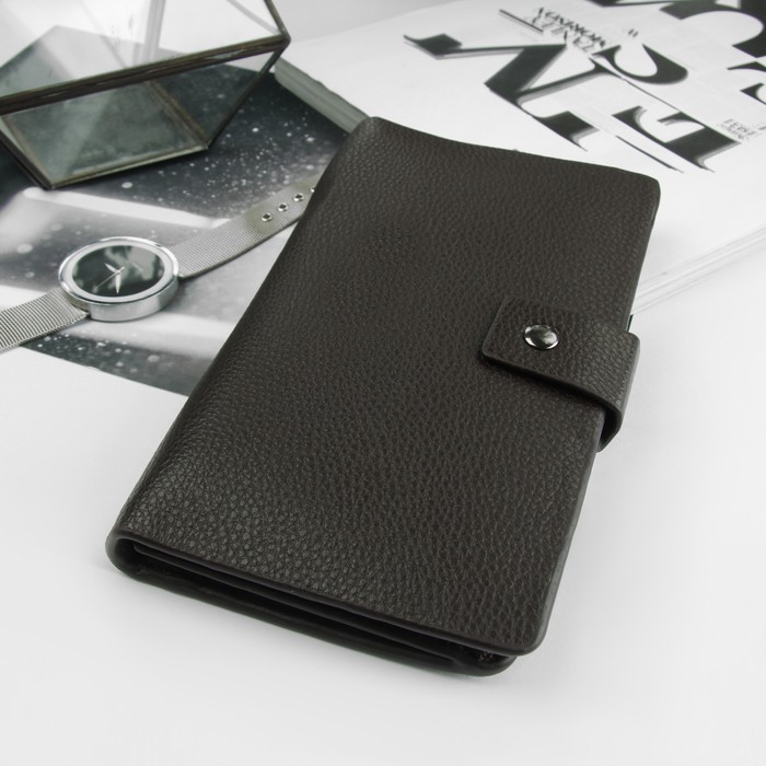 Портмоне мужское, 3 отдела, для карт, для монет, цвет кофе