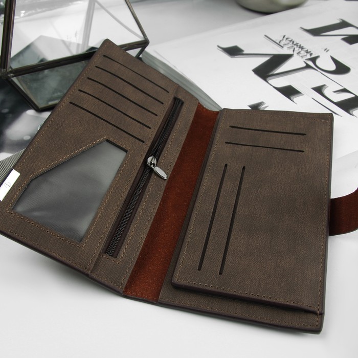 Портмоне мужское, 5 отделов, для карт, для монет, цвет кофе