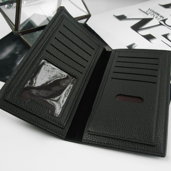 Портмоне мужское, 3 отдела, для карт, цвет чёрный