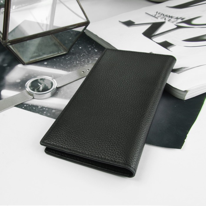 Портмоне мужское, 3 отдела, для карт, цвет чёрный