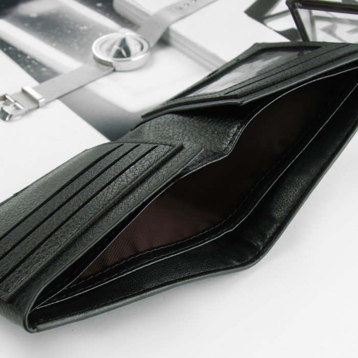 Портмоне мужское, 4 отдела, для карт, цвет чёрный