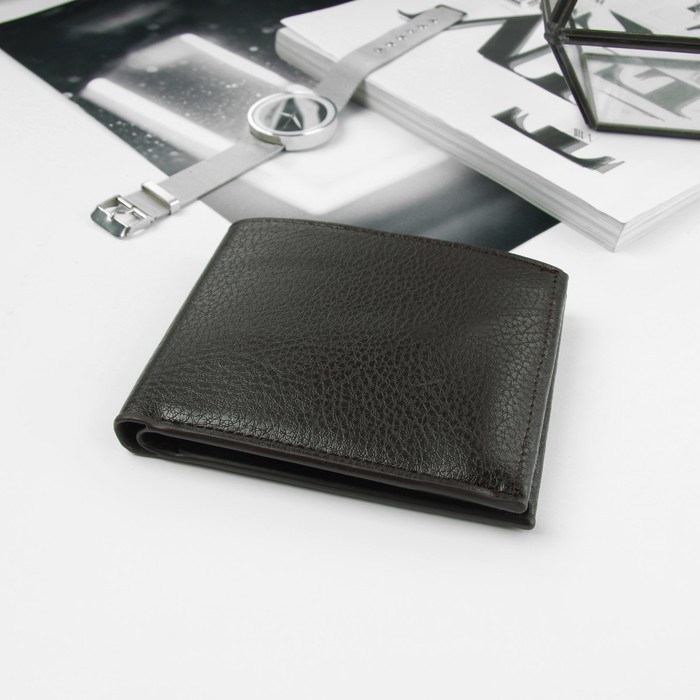 Портмоне мужское, 4 отдела, для карт, цвет кофе