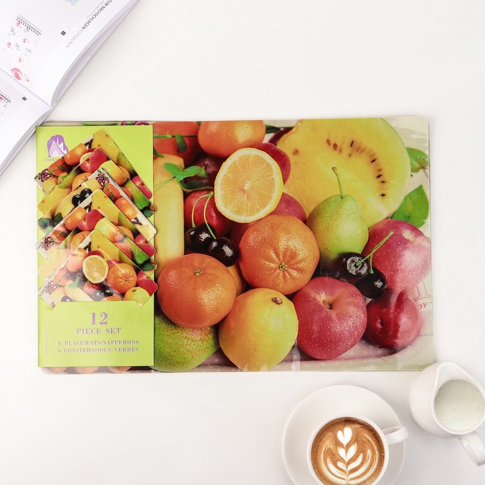 Набор салфеток кухонных "Фрукты" 4 шт - 42х27 см, 4 шт - 10х10 см