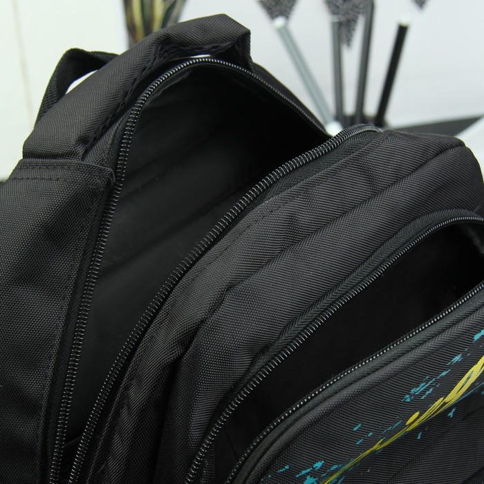 Рюкзак школьный "Машина", 2 отдела на молнии, наружный карман, 2 боковые сетки, усиленная спинка, цвет чёрный