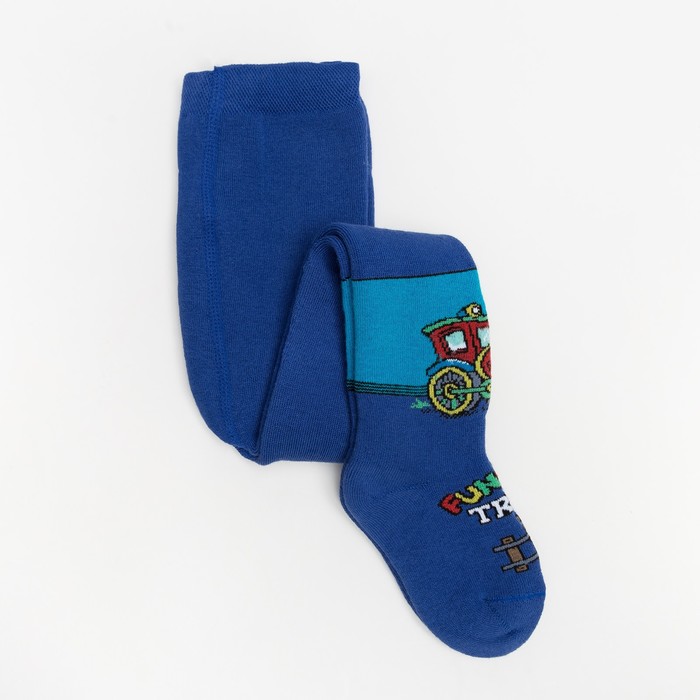 Колготки детские плюшевые С661(С) "Паровоз" цвет васильковый, рост 86-92