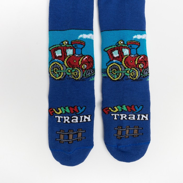 Колготки детские плюшевые С661(С) "Паровоз" цвет васильковый, рост 86-92