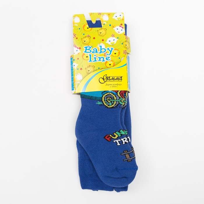 Колготки детские плюшевые С661(С) "Паровоз" цвет васильковый, рост 86-92