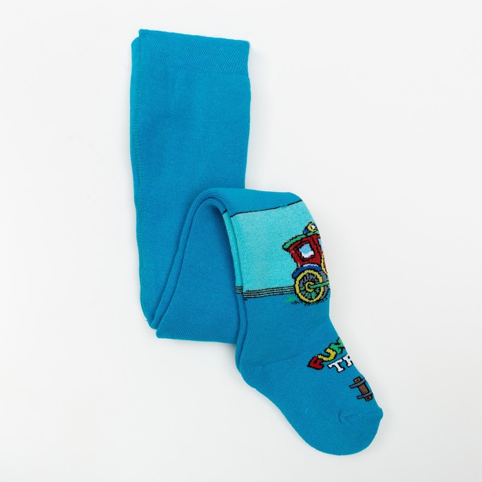 Колготки детские плюшевые С661(С) "Паровоз" цвет бирюзовый, рост 86-92