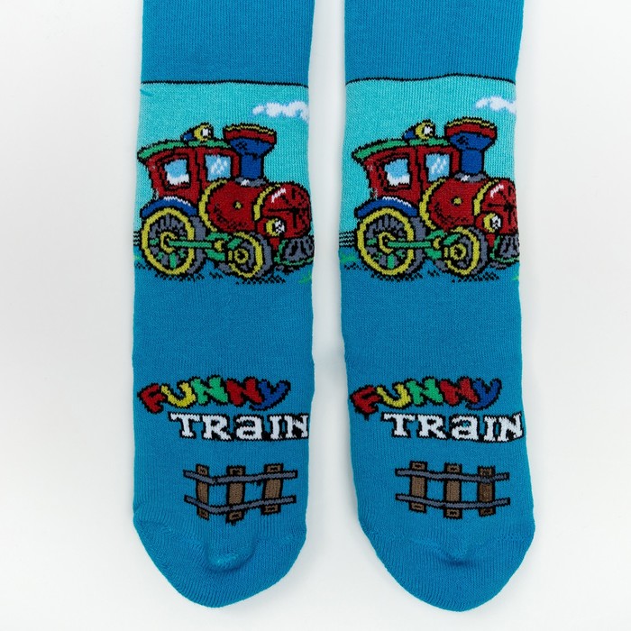 Колготки детские плюшевые С661(С) "Паровоз" цвет бирюзовый, рост 86-92