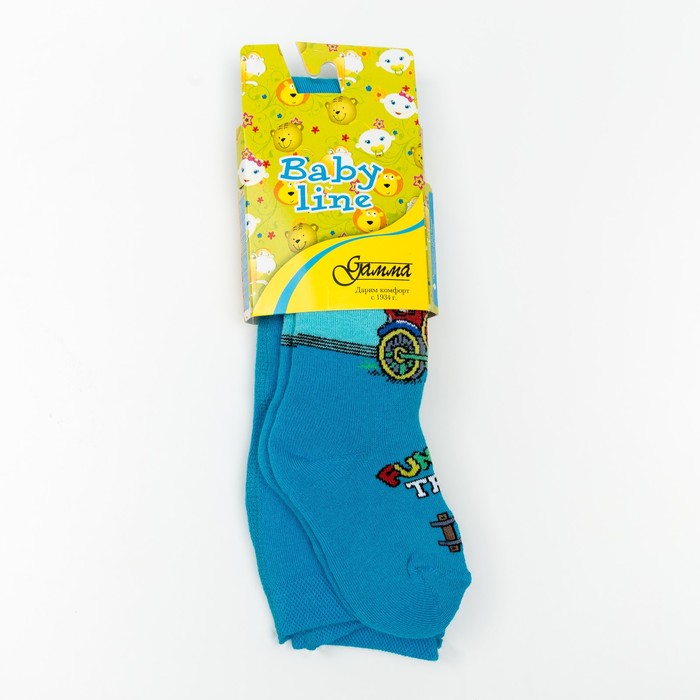 Колготки детские плюшевые С661(С) "Паровоз" цвет бирюзовый, рост 86-92