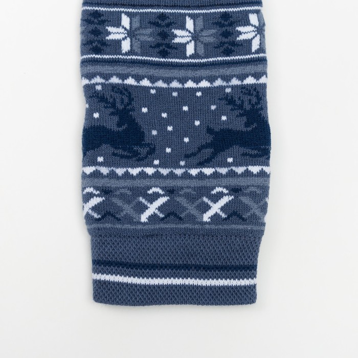 Леггинсы детские плюшевые С504(С) "Орнамент с оленями" цвет деним, рост 110-116