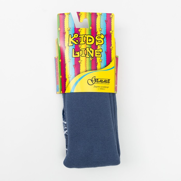 Леггинсы детские плюшевые С504(С) "Орнамент с оленями" цвет деним, рост 110-116