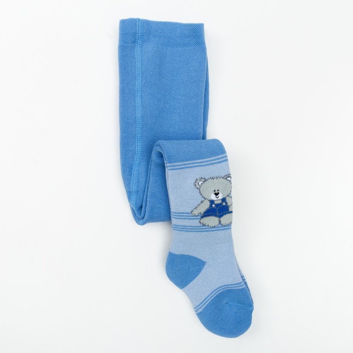 Колготки детские плюшевые С207(С) "Мишки" цвет голубой, рост 80-86