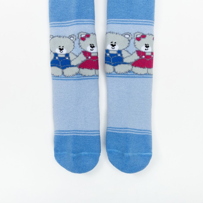 Колготки детские плюшевые С207(С) "Мишки" цвет голубой, рост 80-86
