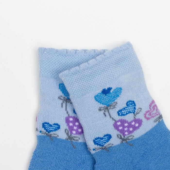Носки детские плюшевые "Воздушные сердечки" цвет голубой, размер 14-16