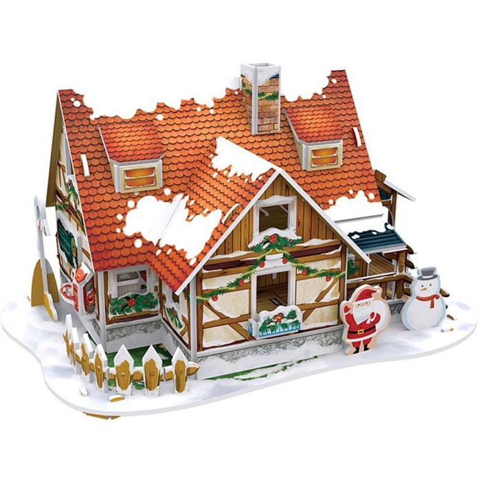 3D Пазл "Рождественский домик №1", с подсветкой, 53 детали