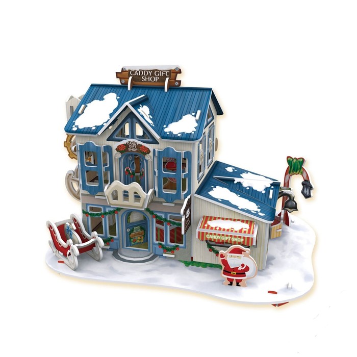 3D Пазл "Рождественский домик №2", с подсветкой, 56 деталей