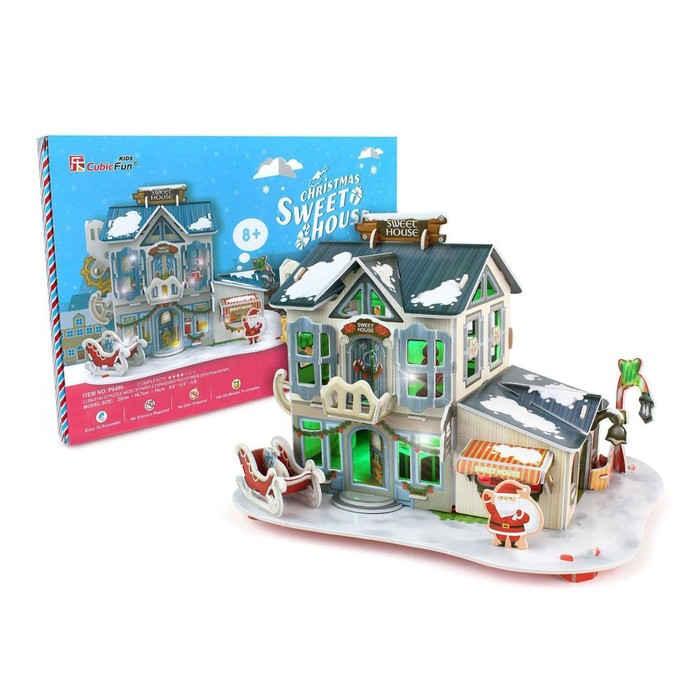 3D Пазл "Рождественский домик №2", с подсветкой, 56 деталей