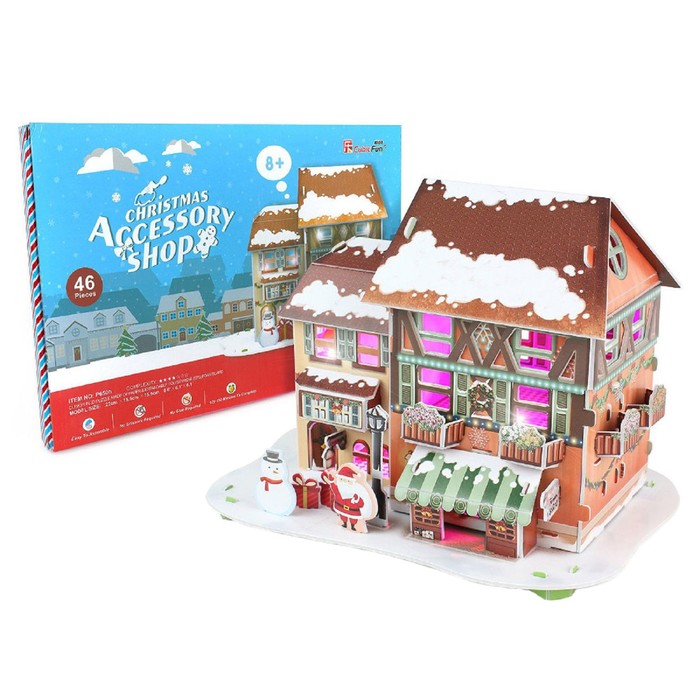 3D Пазл "Рождественский домик №4", с подсветкой, 46 деталей