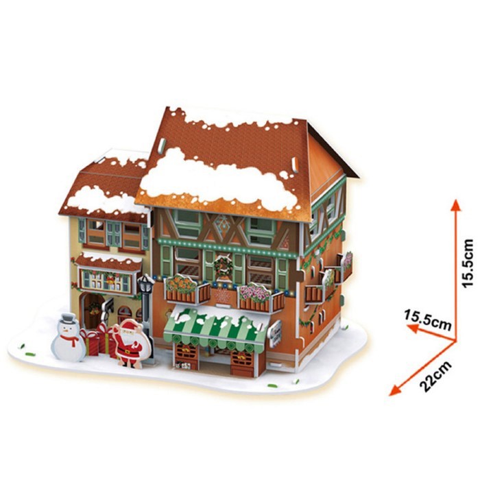 3D Пазл "Рождественский домик №4", с подсветкой, 46 деталей
