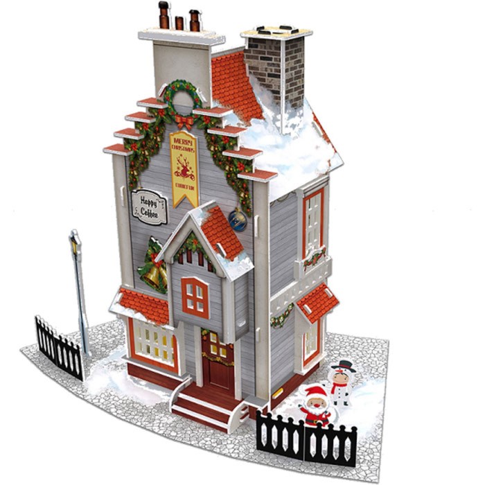 3D Пазл "Рождественский коттедж №2", с подсветкой, 77 деталей