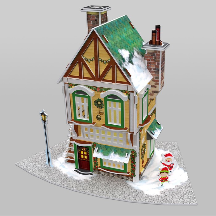 3D Пазл "Рождественский коттедж №3", с подсветкой, 81 деталь