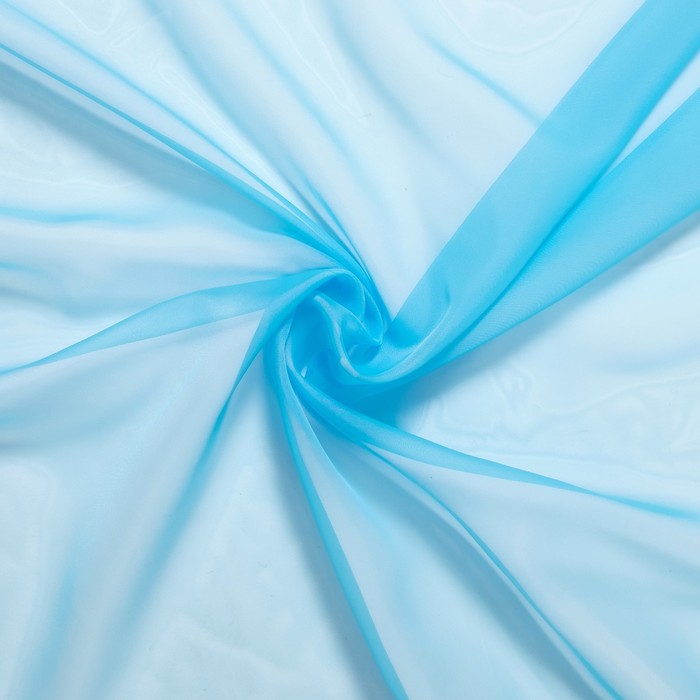 Штора для кухни "Афродита" со шторной лентой, 180 х 300 см, цвет голубой