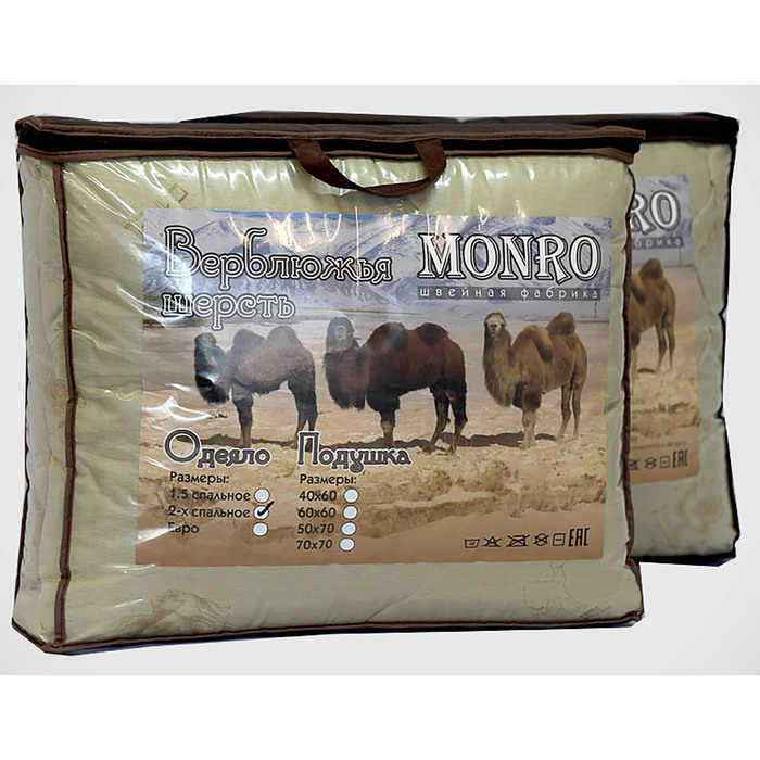 Одеяло Верблюжья шерсть 200х215 см 300 гр, политик, чемодан