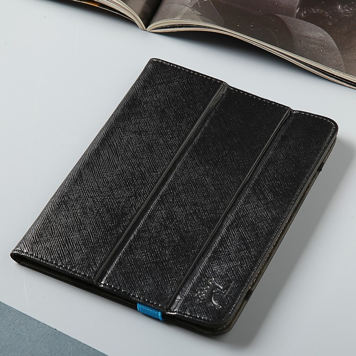 Чехол-книжка Snoogy, универс. на резиночках 6" (183x125мм), и/кожа, черный