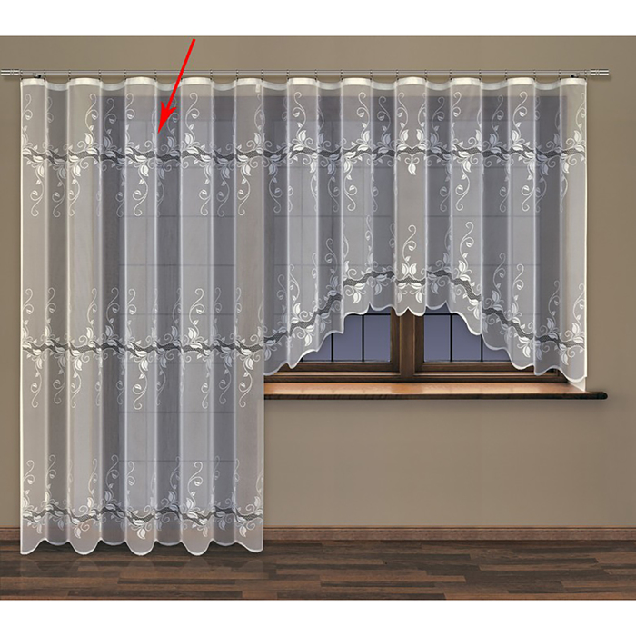 Штора 250х200 см цв.кремовый, шторная лента, пэ 100%