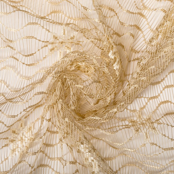 Штора для кухни 160х300 см цв.золотой, на шторной ленте, пэ 100%