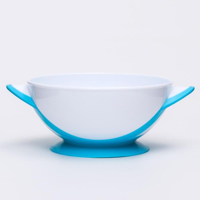 Тарелочка Baby Ono с присоской, крышкой и ложечкой, голубая