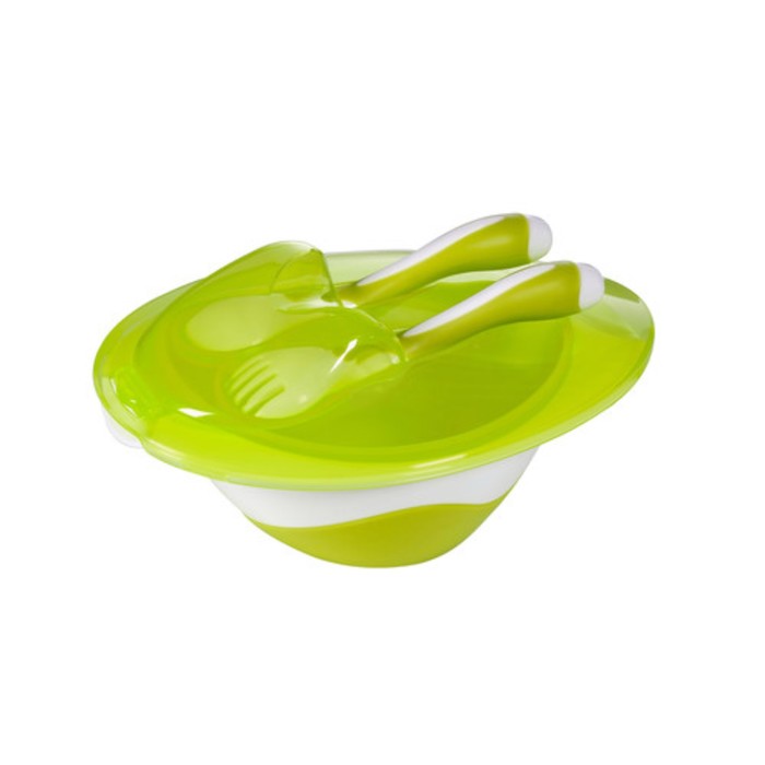 Тарелочка Baby Ono с вилкой и ложкой, МИКС