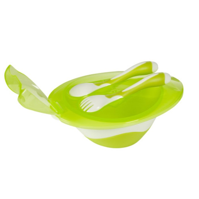 Тарелочка Baby Ono с вилкой и ложкой, МИКС