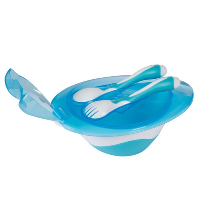 Тарелочка Baby Ono с вилкой и ложкой, МИКС