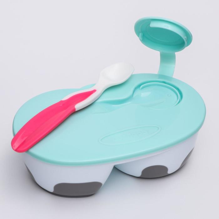 Тарелочка Baby Ono с отделениями и ложечкой, синий