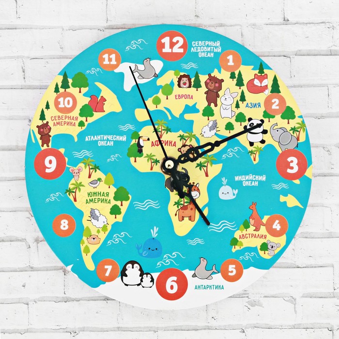 Часы обучающие "Животные Земли", 20 см