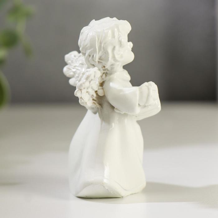 Сувенир полистоун "Белоснежный ангел-музыкант в платье" МИКС 5,5х4х3,5 см