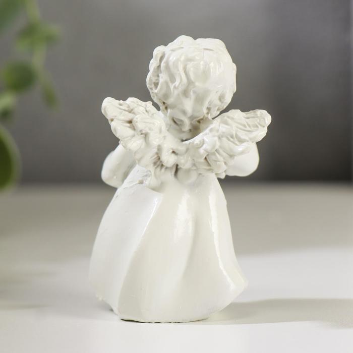 Сувенир полистоун "Белоснежный ангел-музыкант в платье" МИКС 5,5х4х3,5 см