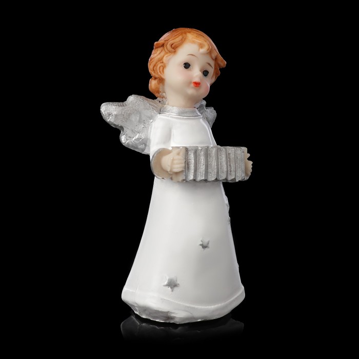 Сувенир полистоун "Ангел с серебристыми крыльями в платье в звёздочку" МИКС 10,3х4,6х6 см