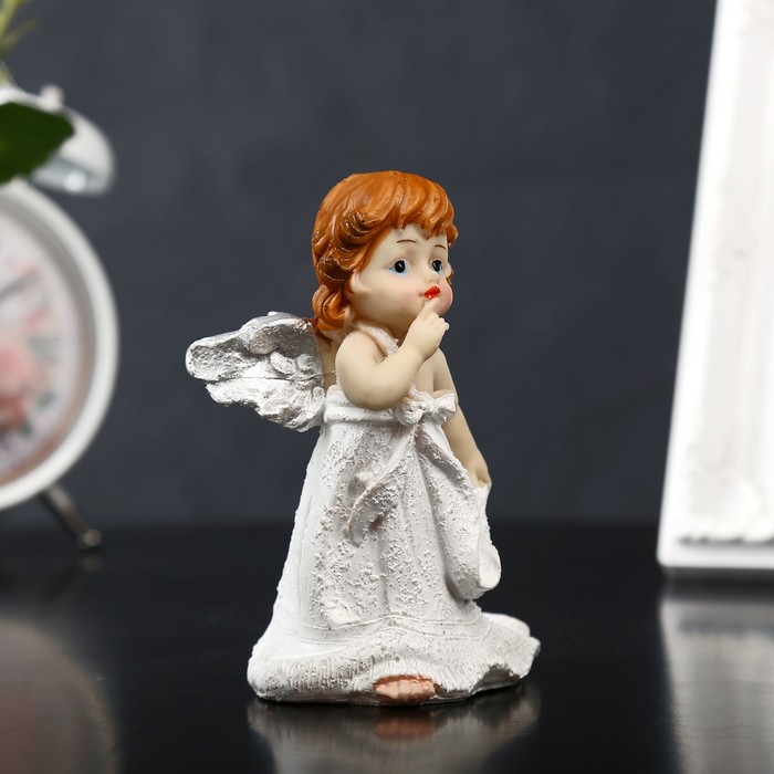 Сувенир полистоун "Ангелочек с серебристыми крыльями - тишина" МИКС 11,5х9,5х6,5 см