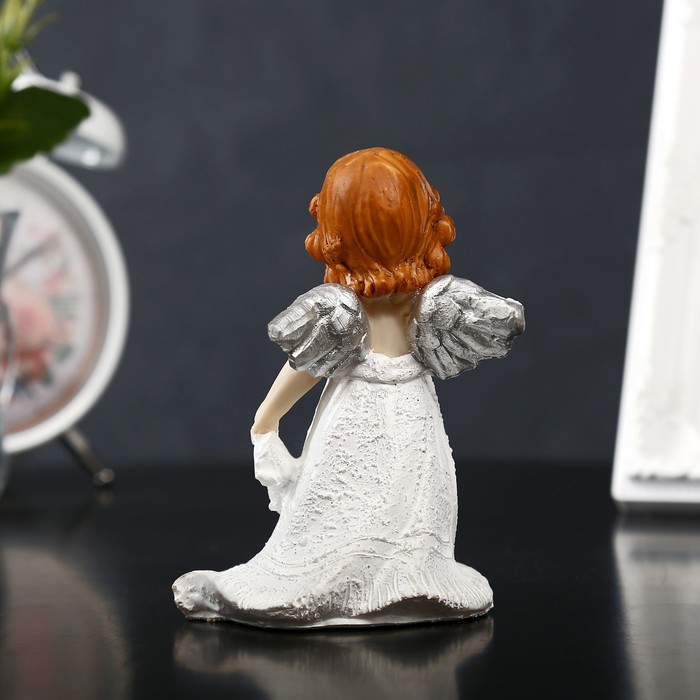 Сувенир полистоун "Ангелочек с серебристыми крыльями - тишина" МИКС 11,5х9,5х6,5 см